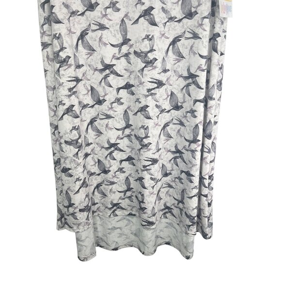 LuLaRoe Carly Swing Gray & Black Bird Print High-Low Dress Lightweight Small - Picture 6 of 14